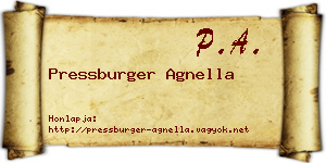 Pressburger Agnella névjegykártya
